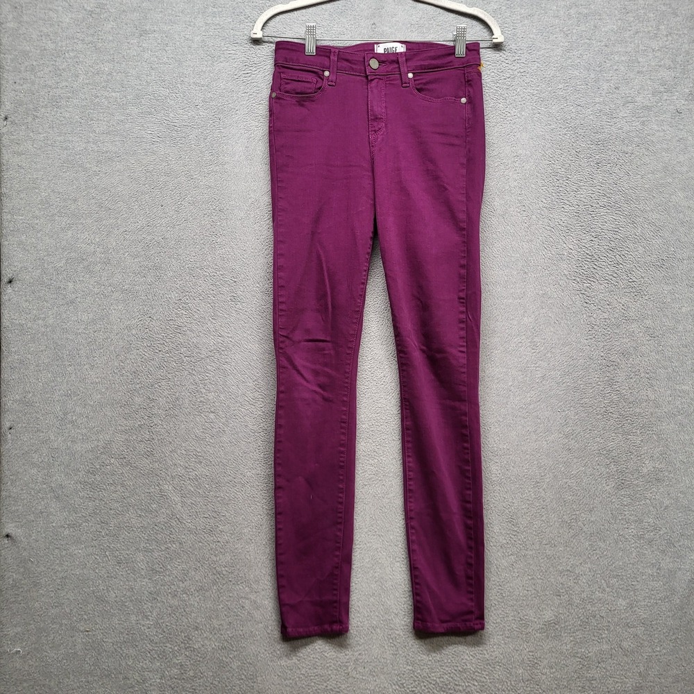 PAIGE Women Jeans 26 Purple Twill Hoxton Ultra Skinny 30" Inseam